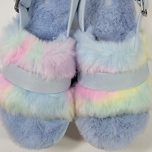 💐EUC Koolaburra by UGG Fuzz'd Out Pastel Sling Backs Fuzzy Slippers, Multicolor - Picture 5 of 13